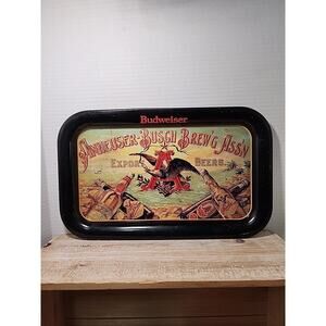 Vintage Budweiser Anheuser Busch Brewing Association Tray 1987 Reproduction